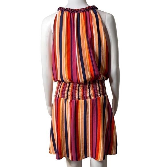 Francesca's Miami Striped Keyhole Knee Length Dress Red and Blue Size Medium - Picture 2 of 5